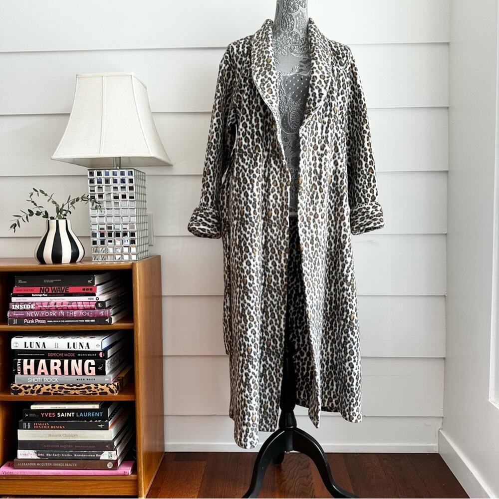 Vintage Leopard Print Robe by Charter Club size XS Animal Print Blanket Coat - Picture 6 of 8